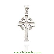 14K White Gold Polished Celtic Cross Pendant