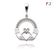 14K White Gold Polished Claddagh Charm