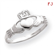 14k White Gold Polished Claddagh Ring