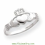 14k White Gold Polished Claddagh Ring