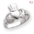 14k White Gold Polished Claddagh Ring