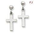 14K White Gold Polished Cross Earrings