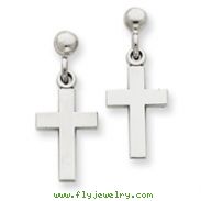 14K White Gold Polished Cross Earrings