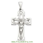 14K White Gold Polished Crucifix Pendant