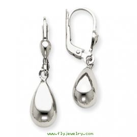 14k White Gold Polished Dangle Leverback Earrings