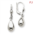 14k White Gold Polished Dangle Leverback Earrings