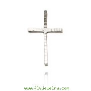 14K White Gold Polished Diamond Cut Cross Slide