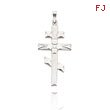 14K White Gold Polished Eastern Orthodox Cross Pendant