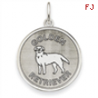 14k White Gold Polished Engraveable Golden Retriever Disc Charm