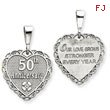 14K White Gold Polished Faceted Reversible 50th Anniversary Pendant