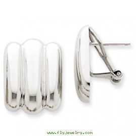 14k White Gold Polished Fancy Omega Back Post Earrings