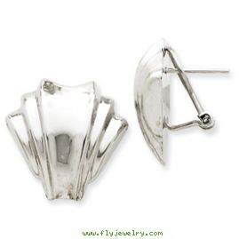 14k White Gold Polished Fancy Omega Back Post Earrings