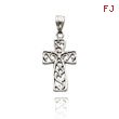 14K White Gold Polished Filigree Cross Pendant