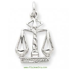 14k White Gold Polished Flat-Backed Small Scales of Justice Charm