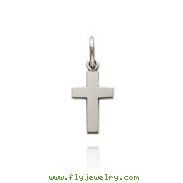 14K White Gold Polished Flat Cross Charm