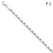 14K White Gold Polished Heart & X Bracelet