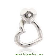 14K White Gold Polished Heart Diamond Pendant