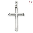 14K White Gold Polished Hollow Cross Pendant