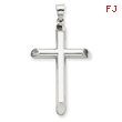 14K White Gold Polished Hollow Cross Pendant