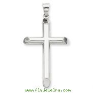 14K White Gold Polished Hollow Cross Pendant