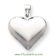 14K White Gold Polished Hollow Heart Pendant