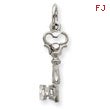 14K White Gold Polished Key Charm