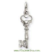 14K White Gold Polished Key Charm