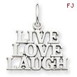 14K White Gold Polished Live Love Laugh Charm