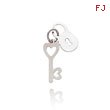 14K White Gold Polished Lock & Heart Key Charm