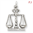 14k White Gold Polished Open-Backed Large Scales of Justice Charm