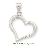 14K White Gold Polished Open Heart Pendant