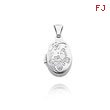 14K White Gold Polished Oval Butterfly Locket