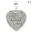 14K White Gold Polished Reversible I Love You Heart Pendant