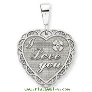 14K White Gold Polished Reversible I Love You Heart Pendant