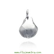 14K White Gold Polished Shell Pendant