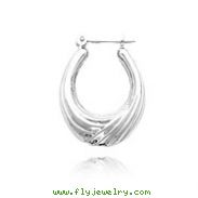 14K White Gold Polished Swirl Hoop Earrings