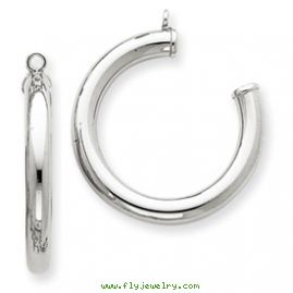 14k White Gold Polished Tube Hoop Earring Jackets