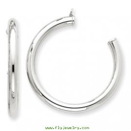 14k White Gold Polished Tube Hoop Earring Jackets