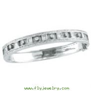 14K White Gold Princess Cut & Round Diamond Bangle Bracelet