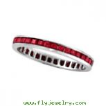 14K White Gold Princess Cut Eternity 1.19ct Ruby Band Ring