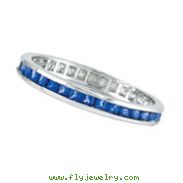 14K White Gold Princess Cut Eternity 1.36ct Sapphire Ring Band