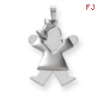 14k White Gold Puffed Girl with Bow on Left Engraveable Charm