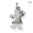 14k White Gold Puffed Girl with Bow on Right Engraveable Charm