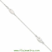 14k White Gold Puffed Rice Bead Anklet