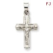 14K White Gold Reversible Crucifix  Cross Pendant