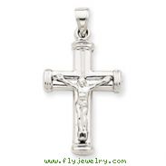 14K White Gold Reversible Crucifix  Cross Pendant