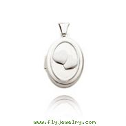 14K White Gold Reversible Double Hearts Talking Locket