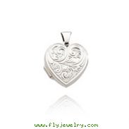 14K White Gold Reversible Heart-Shaped "Love You Always" Locket