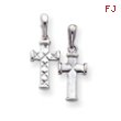 14K White Gold Reversible Quilted Cross Pendant