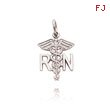 14K White Gold RN Caduceus Charm